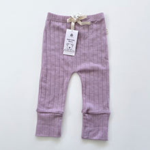 Load image into Gallery viewer, Baby Baby Merino Pants Lilac Rib NEW (3-6m)
