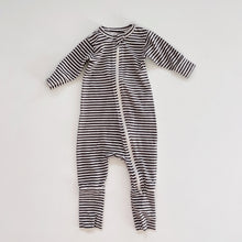 Load image into Gallery viewer, Jamie Kay Organic All-In-One Black Olive Stripes (newborn)
