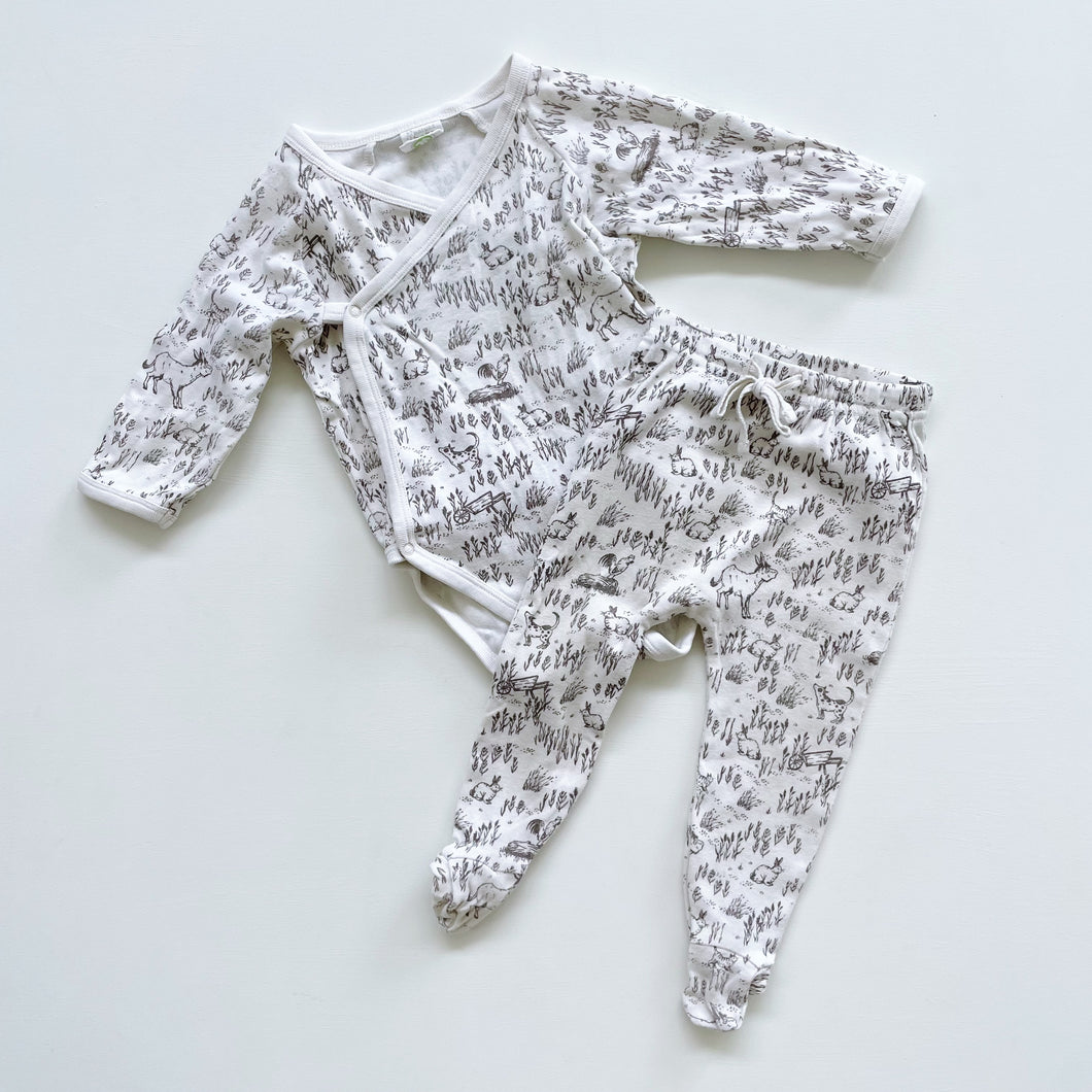Nature Baby Organic Top + Pants Bundle Animals (6-12m)