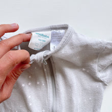 Load image into Gallery viewer, Woolbabe Organic Cotton/Merino All-In-One Grey Stars L/S (0-3m)

