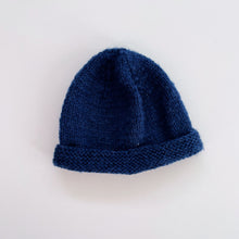 Load image into Gallery viewer, Handmade Wool Beanie Navy (3-6m)
