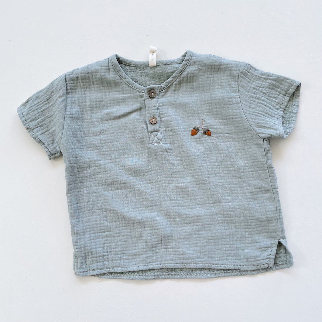 Quincy Mae Organic Muslin Top Blue (1y)