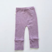 Load image into Gallery viewer, Baby Baby Merino Pants Lilac Rib NEW (3-6m)
