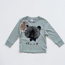 Load image into Gallery viewer, Minti Smart Bear L/S Tee Muted Green NEW (2y)
