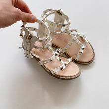 Load image into Gallery viewer, Miss Globo White/Gold Leather Stud Sandals (EU28)

