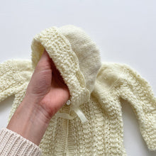 Load image into Gallery viewer, Soft Wool Handmade Cardigan + Bonnet Buttery Yellow (3-6m)
