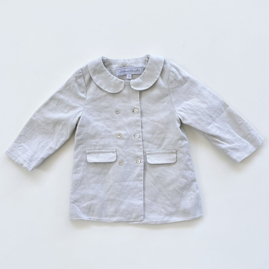Tartine et Chocolat Linen Coat Grey (3-6m)