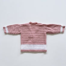 Load image into Gallery viewer, Gorgeous Handmade Cardigan Blush w/ Hearts (3-6m)
