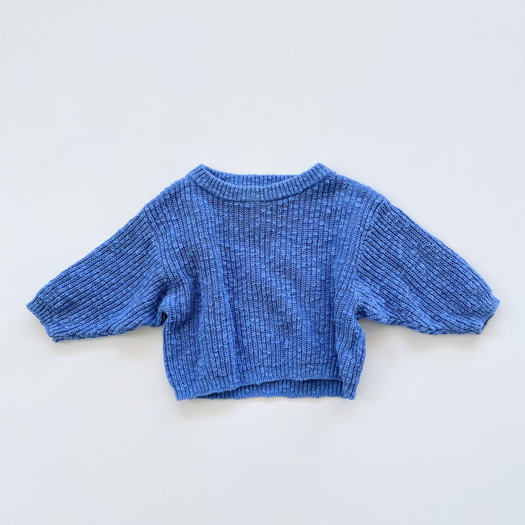 Grown Organic Cotton Knit Jumper Blue (3-6m)