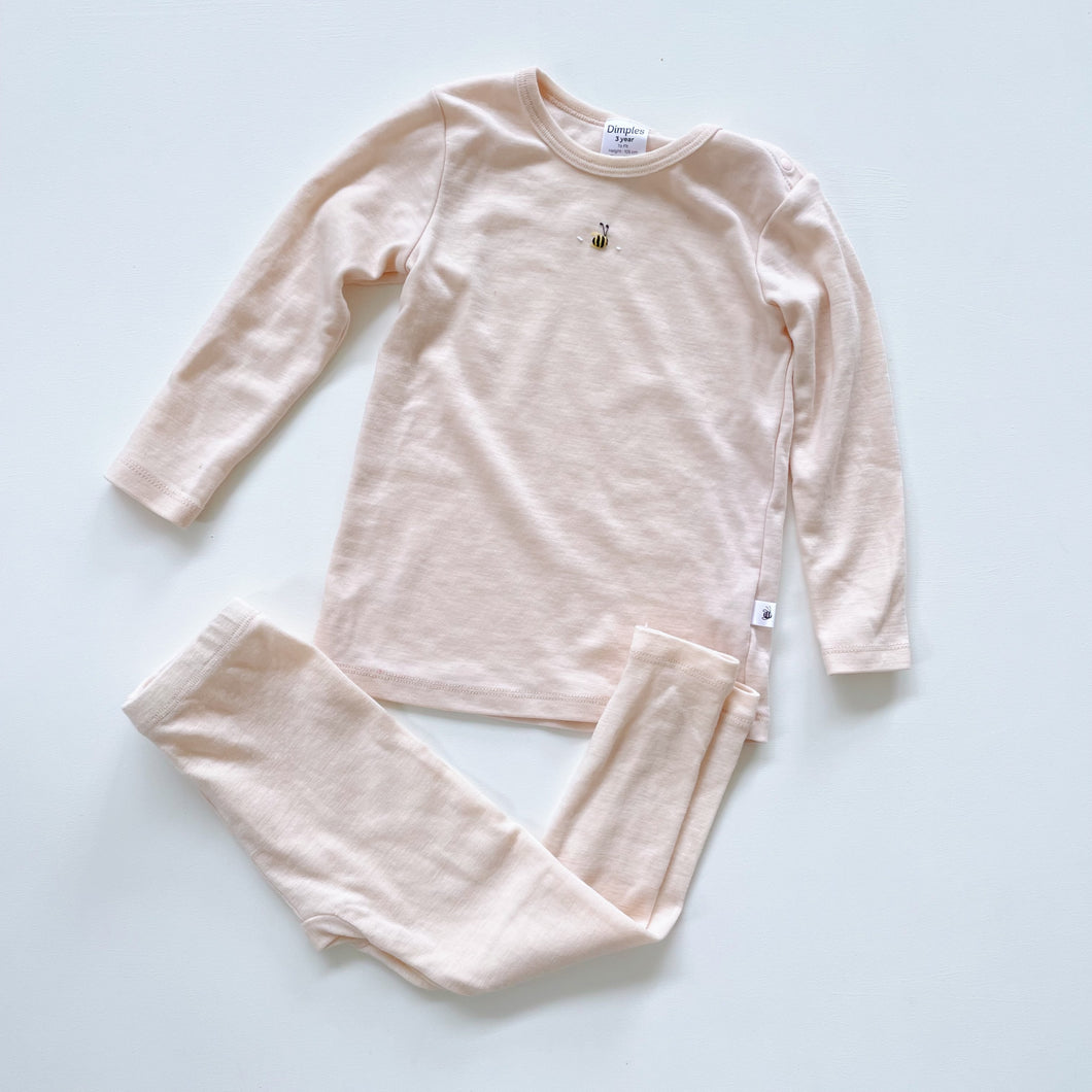 Dimples Merino Top + Pants Light Peach (3y)