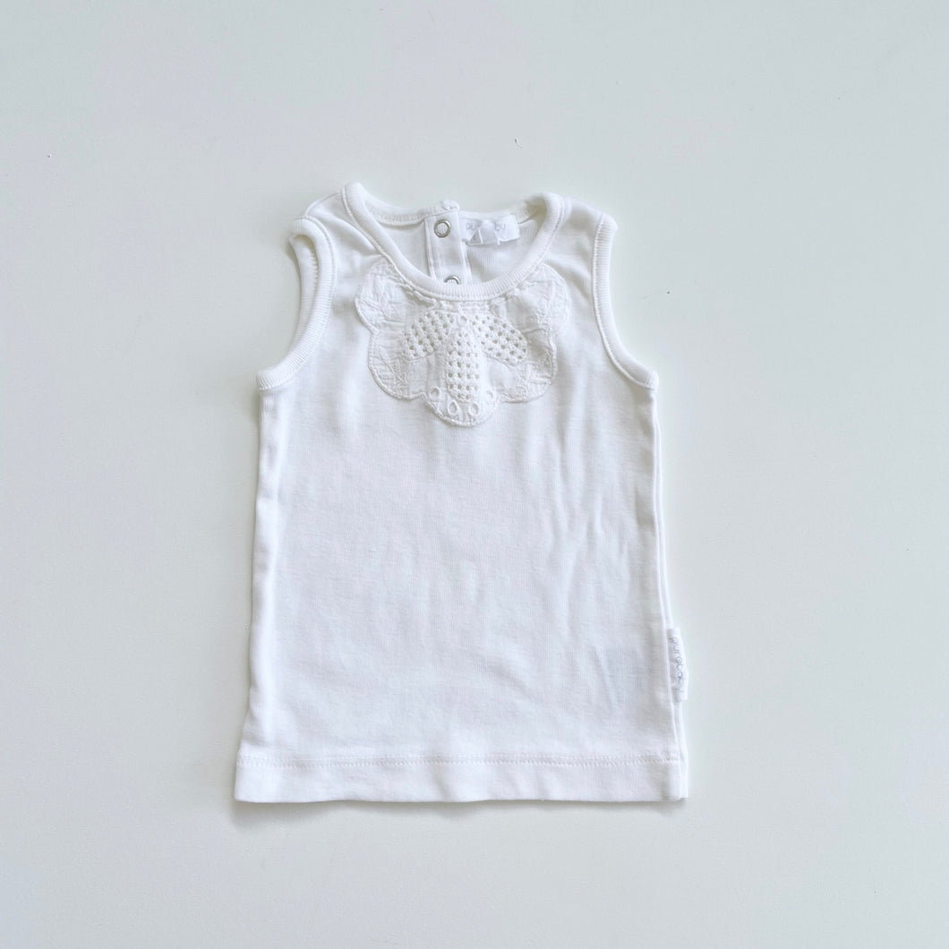 Purebaby Organic Singlet with Lace Detail (3-6)m