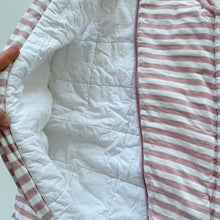 Load image into Gallery viewer, Woolbabe Org Cotton/Merino Sleeveless Sleeping Suit Pink Stripes Duvet Weight (3y)
