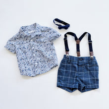 Load image into Gallery viewer, Next Floral Shirt + Suspender Shorts 3 Piece Set (6-9m)
