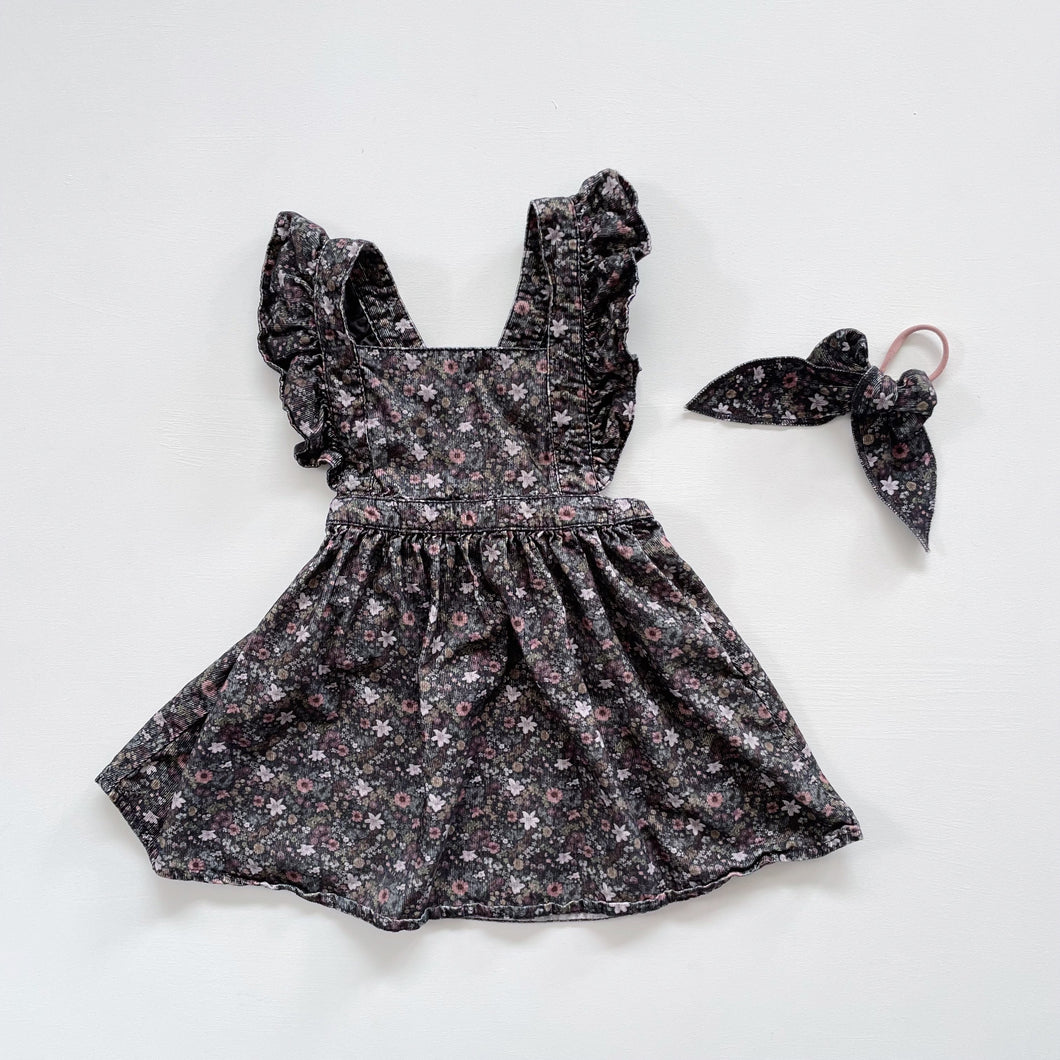 Jamie Kay Organic Cotton Dress + Hair Tie Dark Floral (1y)