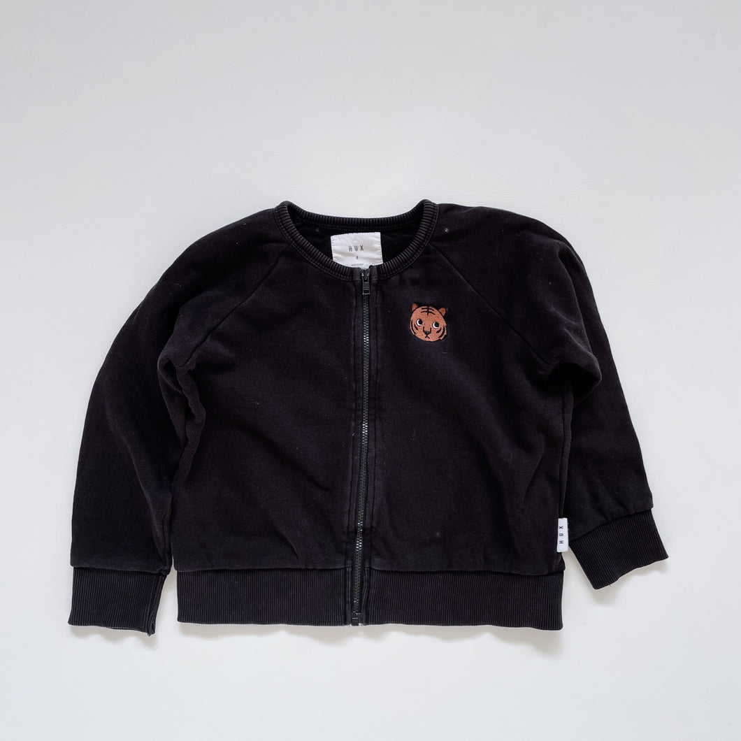 HUX Organic Zip Cardigan Black (4y)