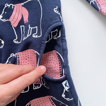 Load image into Gallery viewer, Minti Cosy Bear Jumper Dress w/ Pockets Navy/Pink (6y)
