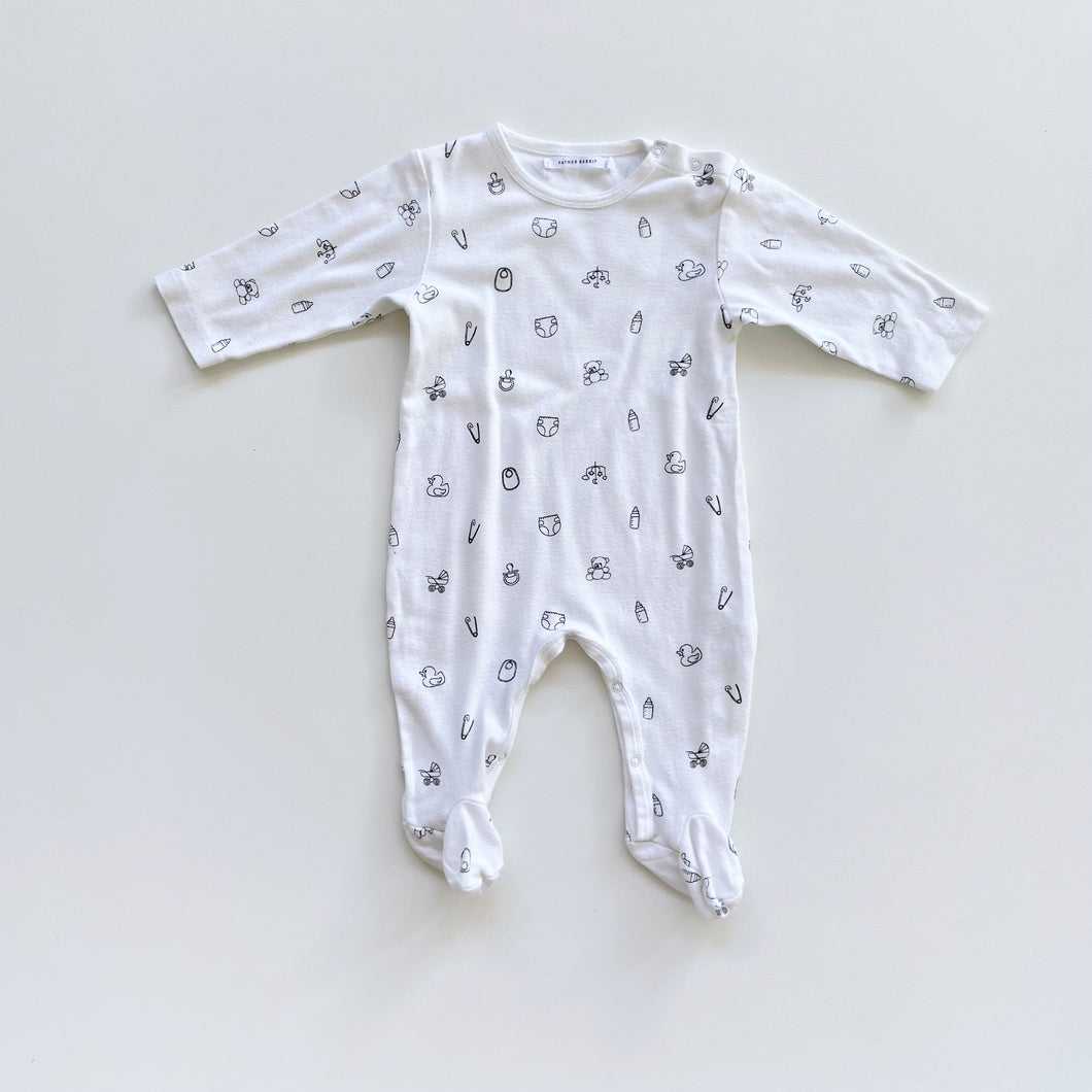 Father Rabbit Organic All-In-One White Pattern (6-12m)