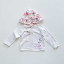 Load image into Gallery viewer, Bébé by Minihaha Cardigan + Hat Bundle Flowers/Butterflies (1y)
