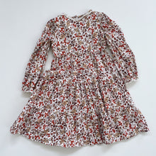 Load image into Gallery viewer, Handmade Brown/Orange Floral Tiered Dress L/S (5y)
