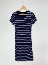 Load image into Gallery viewer, Navy/White Stripe Breastfeeding/Maternity Dress (10-12)
