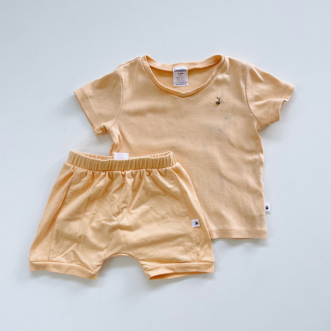 Dimples Organic Shorts + FREE Kindy T-Shirt Orange (3y)