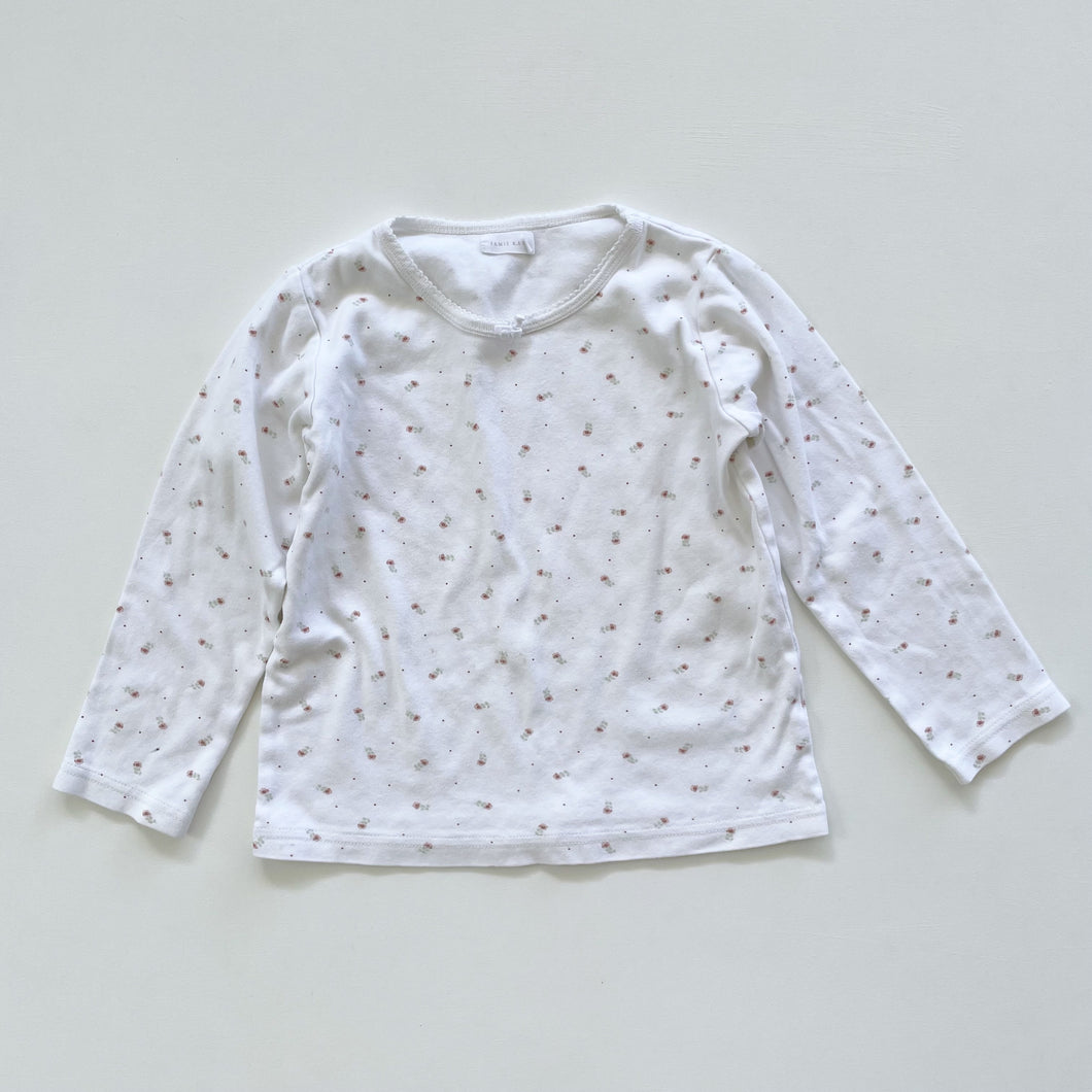 Jamie Kay Organic L/S Top White/Pink Floral (6y)