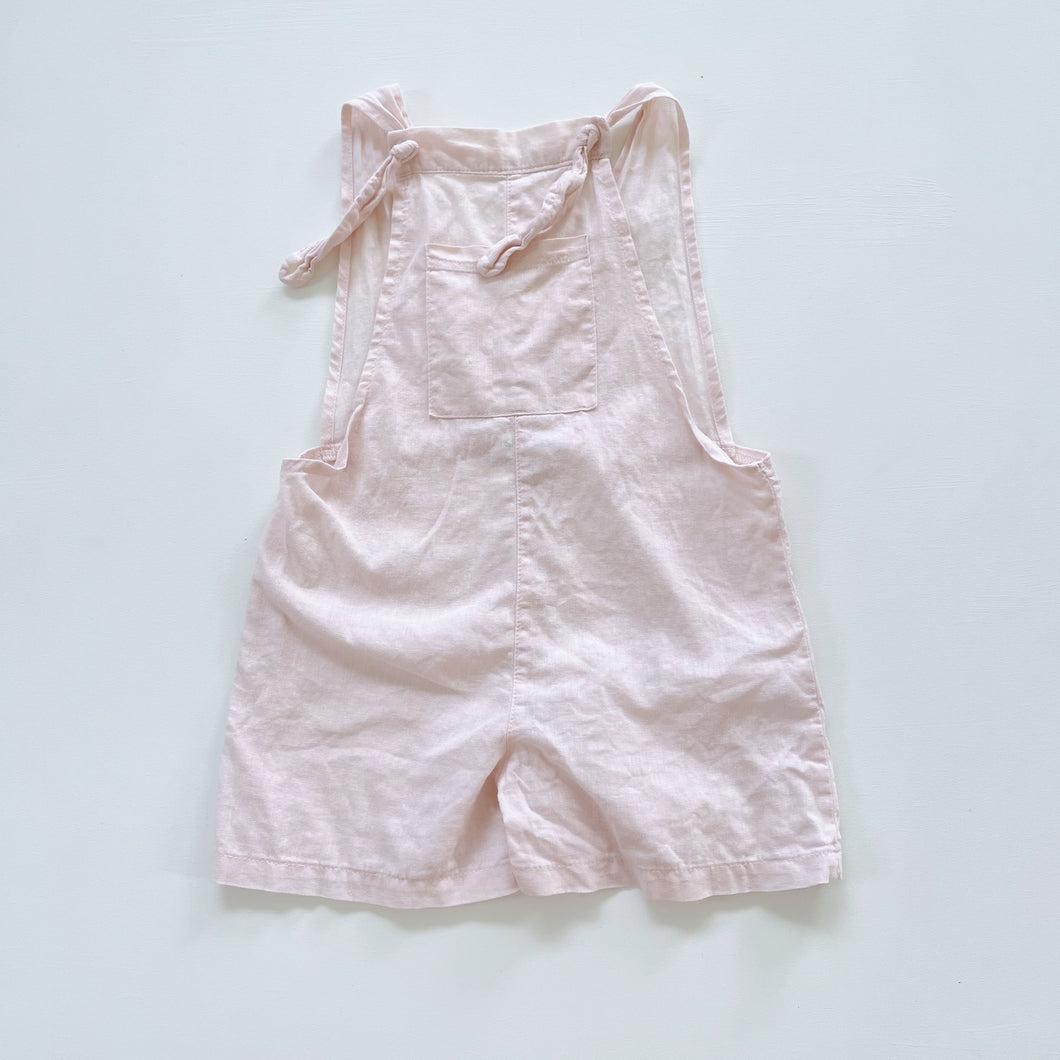 Linen Blend Shortalls Pale Pink (4y)