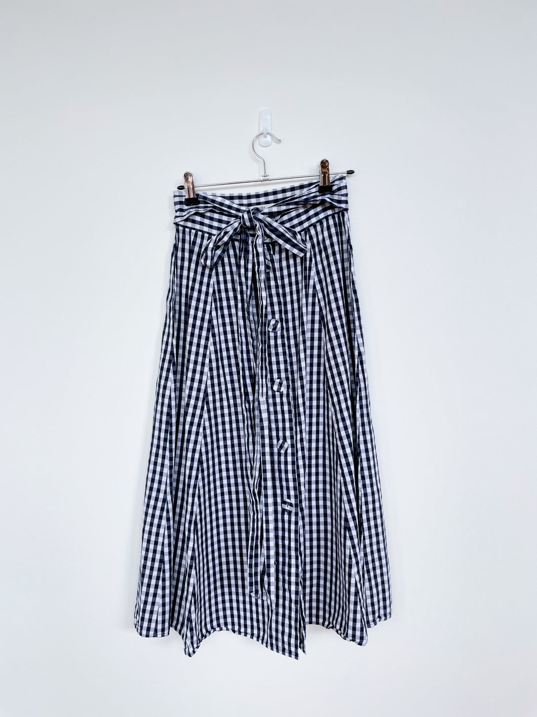 RUBY Navy/White Gingham Skirt *missing button (XS)