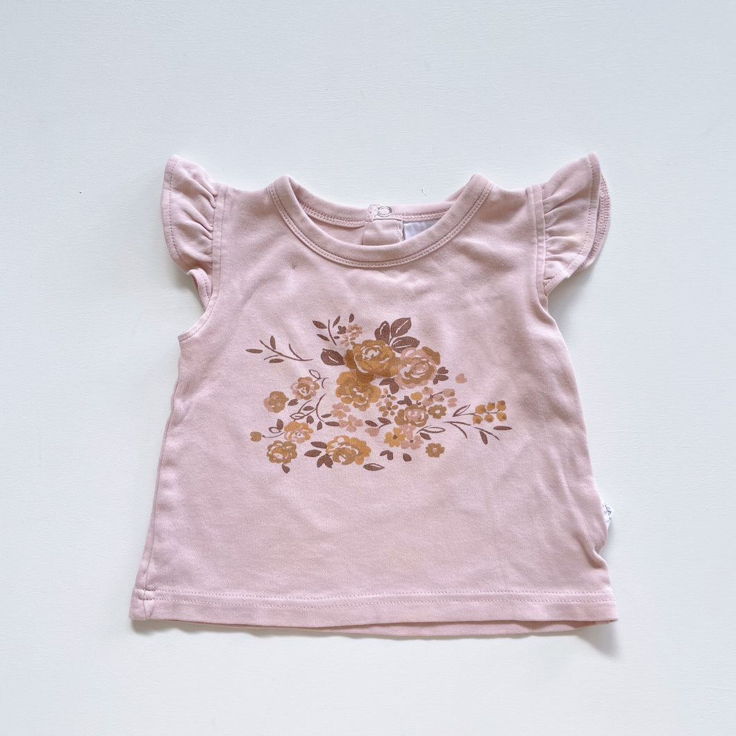 Aster & Oak Organic Floral Tee w Frills (6-12m)