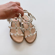 Load image into Gallery viewer, Miss Globo White/Gold Leather Stud Sandals (EU28)
