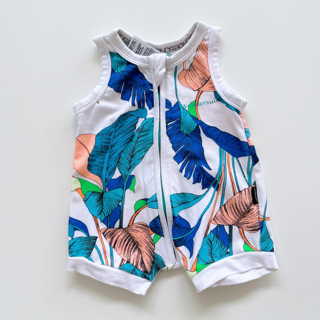Bonds Wondersuit Summer Romper Blue Palms (newborn)