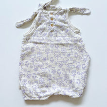 Load image into Gallery viewer, Wilson &amp; Frenchy Organic Romper Lilac Tulips NWOT (6-12m)
