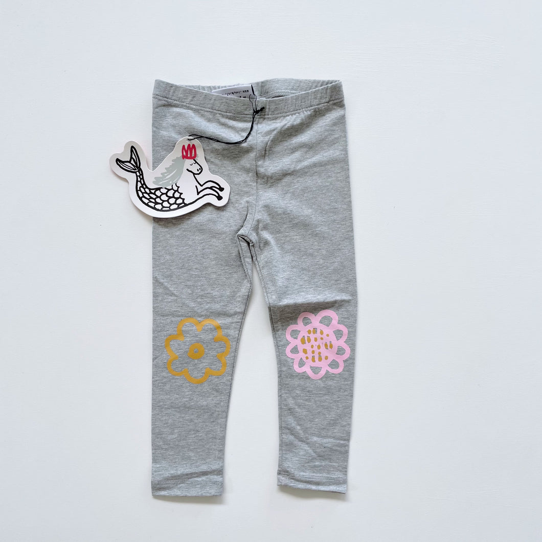 Minti Flower Power Tights Grey Marle NEW (2y)