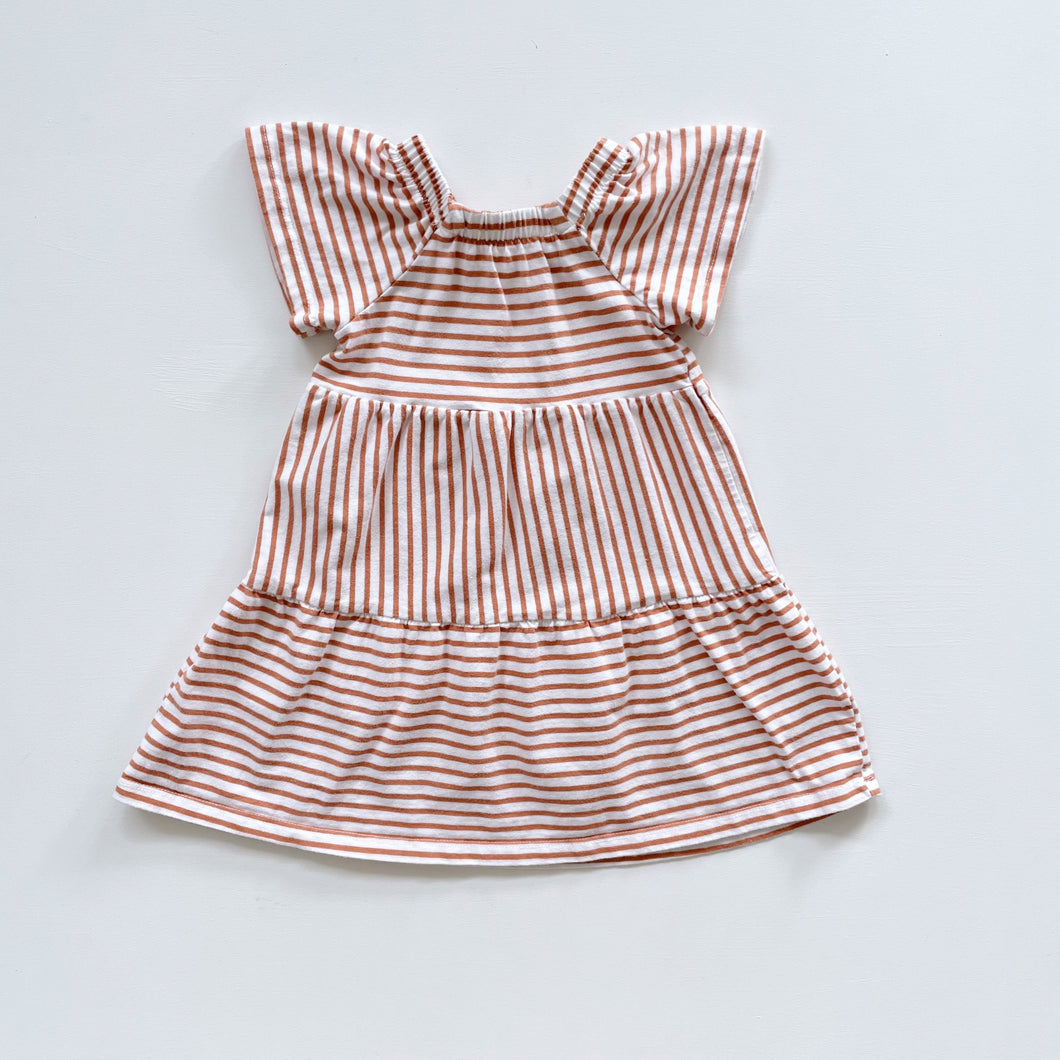 Seed Tiered Dress | Rust Stripes (1-2y)