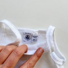 Load image into Gallery viewer, Petit Bateau Singlet Bodysuit White Rib *tagged 18m (6-12m)
