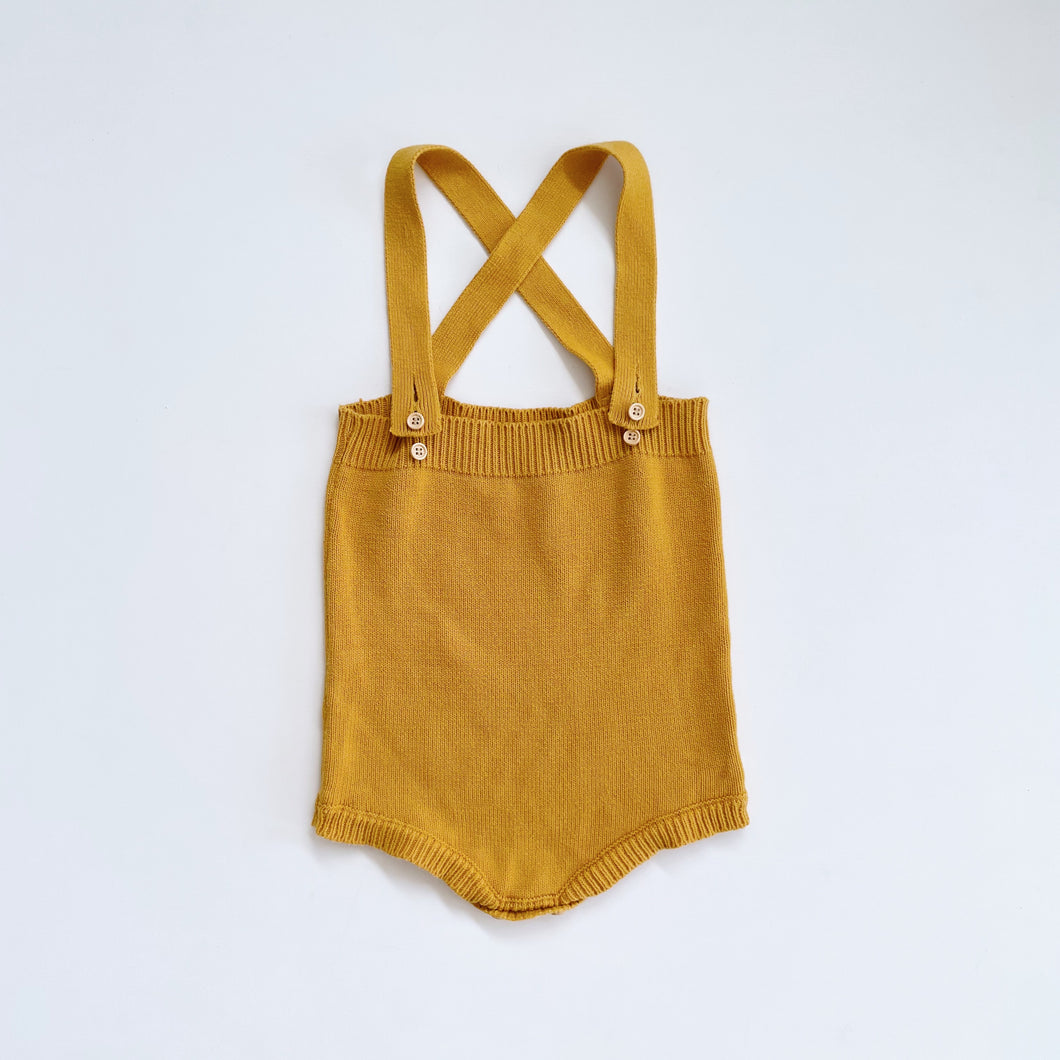 Mustard Knit Romper/Overalls (2y)