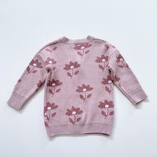 Load image into Gallery viewer, Teeny Weeny Knit Cotton Cardigan Berry Pink Floral (18-24m)
