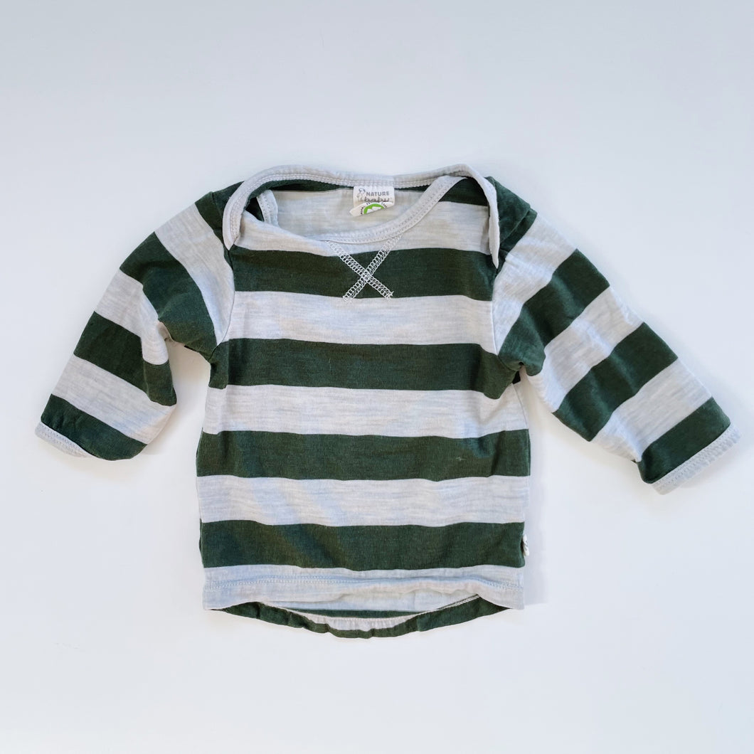 Nature Baby Merino Top Green Stripes (3-6m)