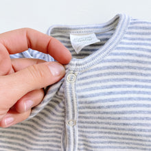 Load image into Gallery viewer, Nature Baby Organic Sleeping Gown + Hat Grey Stripes (0-3m)
