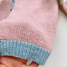 Load image into Gallery viewer, Stunning Handmade Wool Cardigan Blue/White/Pink (2y)
