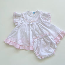 Load image into Gallery viewer, Vintage Teeny Weeny White Pink Dotted Dress/Top + Bloomers Pink (6-12m/1Y)
