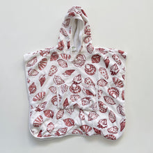 Load image into Gallery viewer, Nature Baby Hooded Poncho Towel Red Seashells (3-4y)
