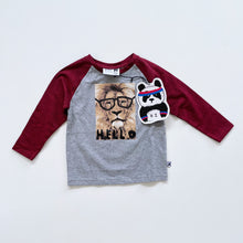 Load image into Gallery viewer, Minti Sharp Lion L/S Tee Grey/Red Motley NEW (2y)
