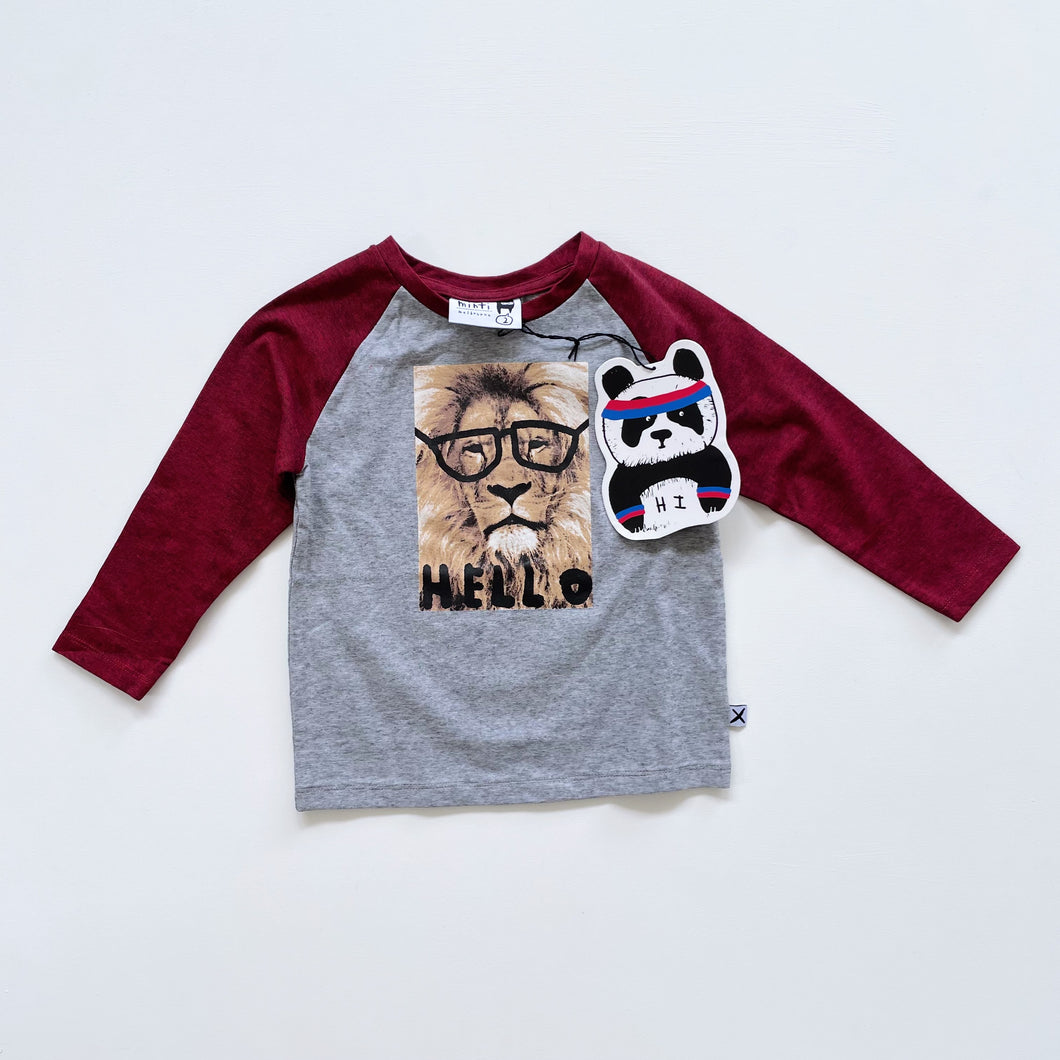 Minti Sharp Lion L/S Tee Grey/Red Motley NEW (2y)