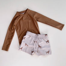 Load image into Gallery viewer, Jamie Kay Swim Set Brown Top/ Cheetah Shorts (1y)
