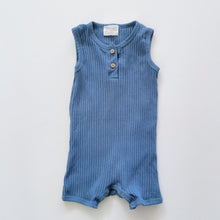 Load image into Gallery viewer, Wilson &amp; Frenchy Org Cotton Romper Blue (12-18m)
