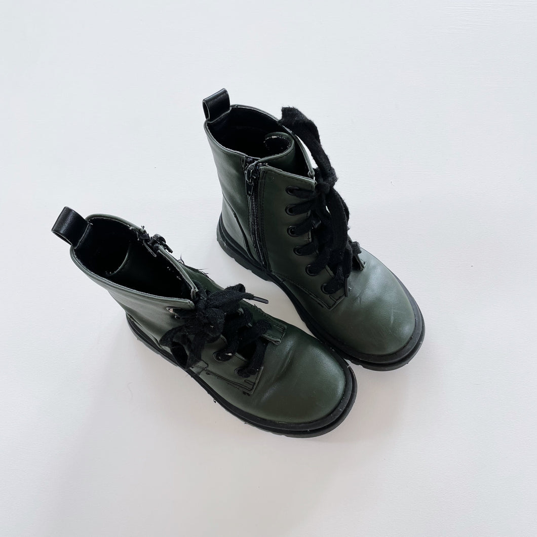 Cotton On Lace Up Combat Boots Green (EU26-27)