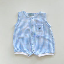 Load image into Gallery viewer, Vintage Peter Rabbit Cotton Romper Blue Gingham (3-6m)
