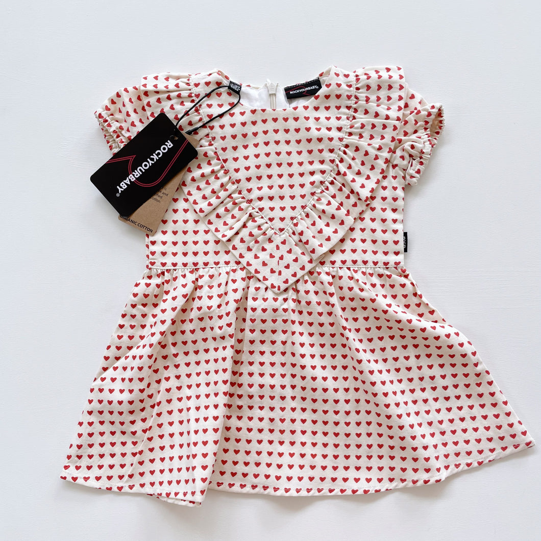 Rock Your Baby Organic Cotton Dress Red Hearts NEW (12-18m)