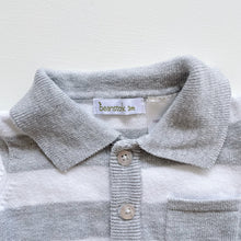 Load image into Gallery viewer, Beanstork Frankie Knit Romper White/Grey Stripes (0-3m)
